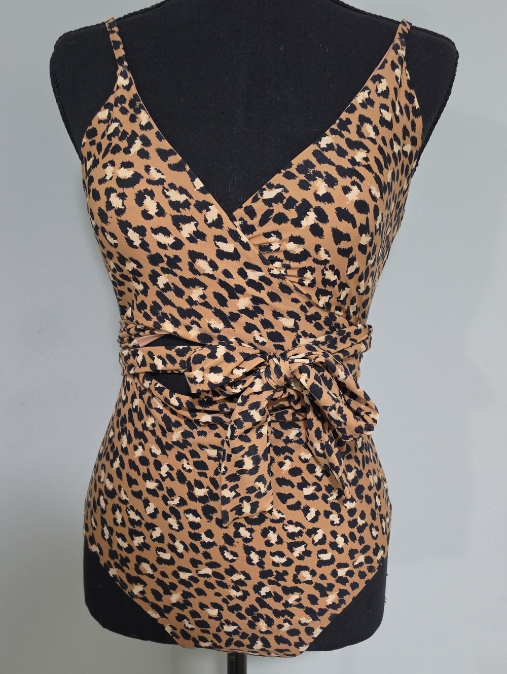 Aerie Brown Leopard Wrap Full Coverage One-Piece Swimsuit